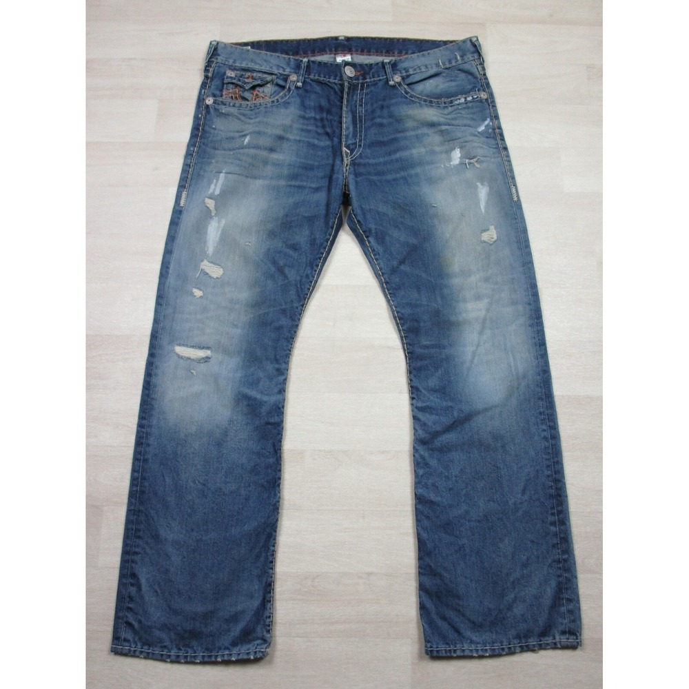 True Religion Men's Designer Jeans - Ricky Super T USA‎ Straight 43x34 Flap